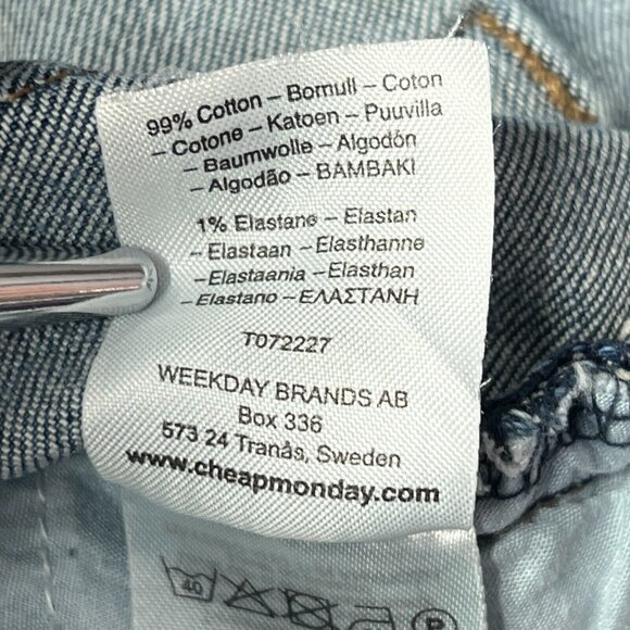 Cheap Monday Jeans Mens 29 X 28 Blue Stretched Denim Slim Straight Leg * - Picture 7 of 11